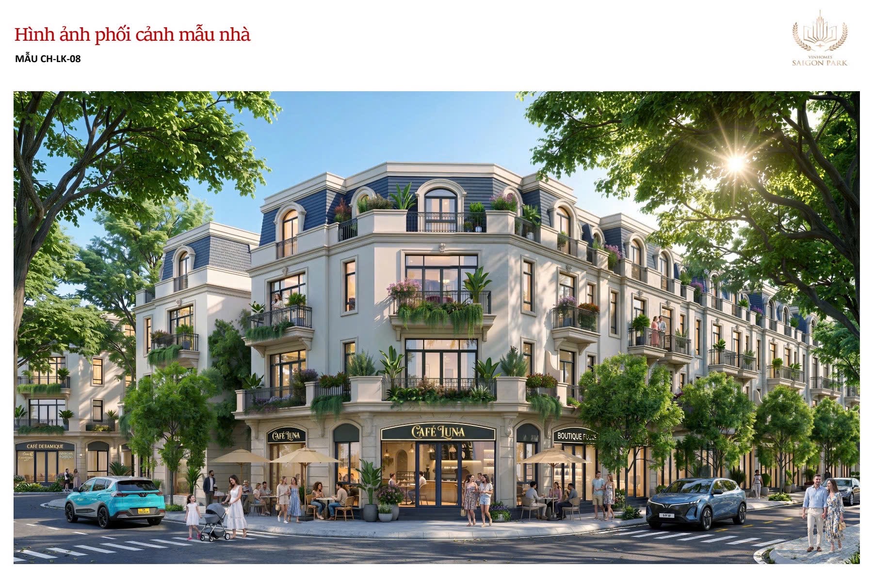 Thiết kế nhà phố tân cổ điển mẫu CH-LK-08 sang trọng tại dự án Vinhomes Hóc Môn
