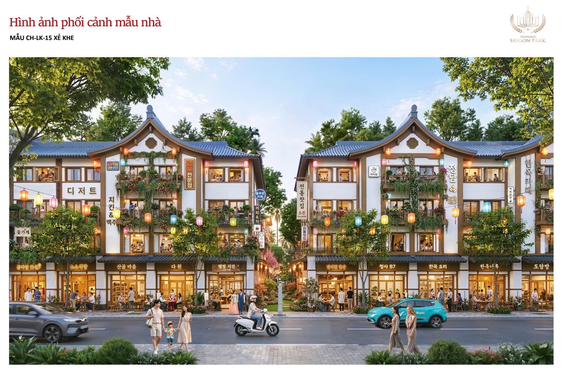 Mẫu thiết kế nhà xẻ khe kết hợp kinh doanh ẩm thực phong cách Hàn Quốc độc đáo CH-LK-15 tại Saigon Park